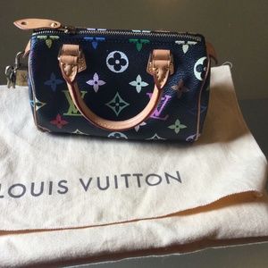 Louis Vuitton, Bags, Louis Vuitton Mini Multicolor Speedy Hl Black